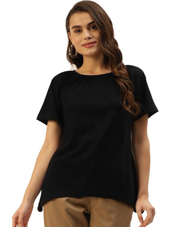 women solid short sleeves regular t-shirt - 21740938 - Zoom Image - 0