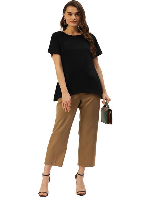 women solid short sleeves regular t-shirt - 21740938 - Standard Image - 3