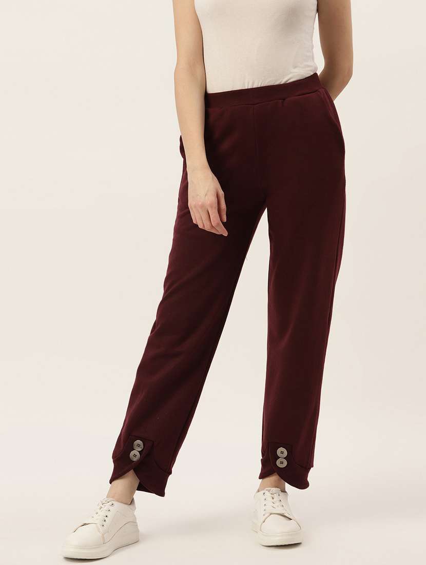 women solid mid rise jogger