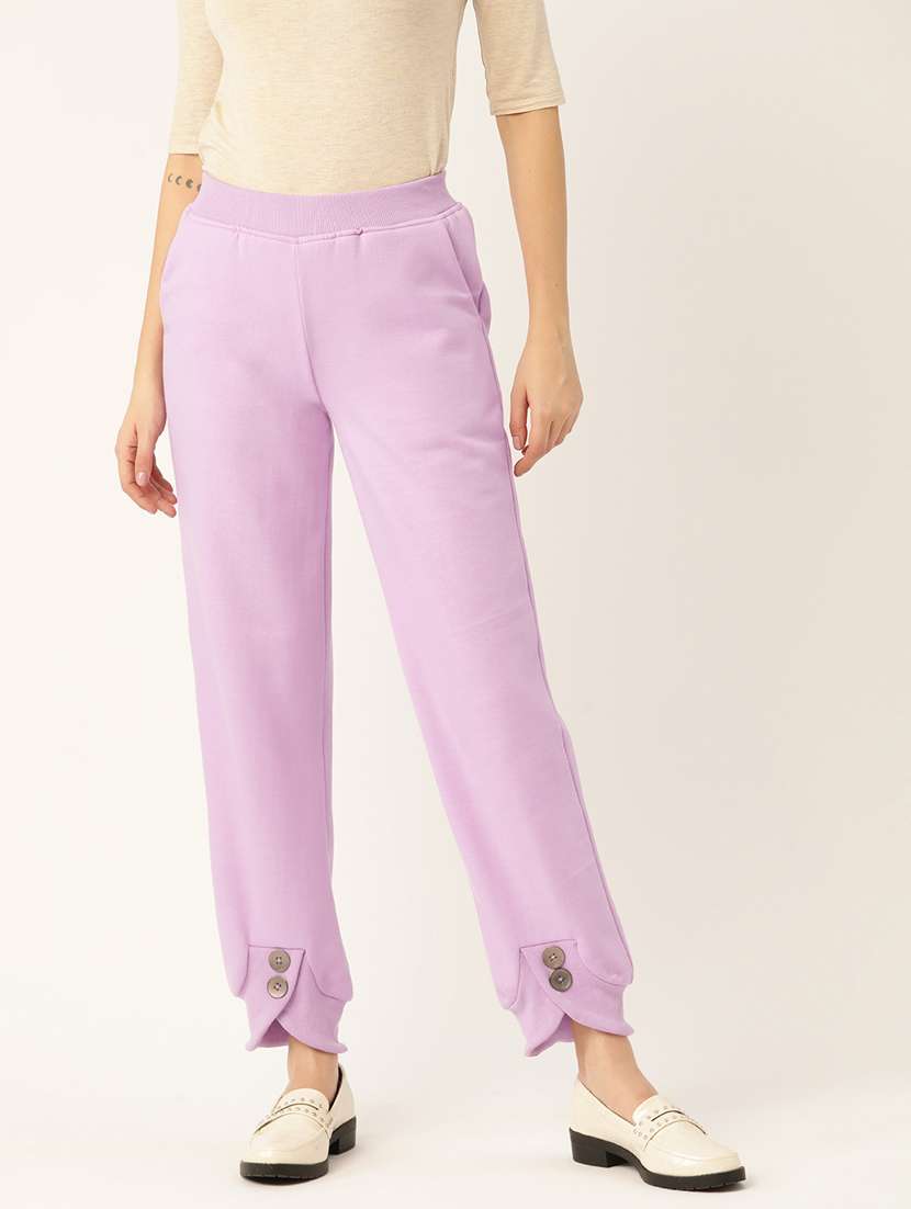 women solid mid rise jogger