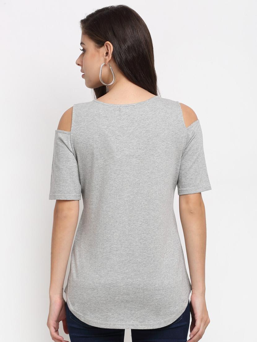 women solid cold shoulder top - 21741026 - Standard Image - 3