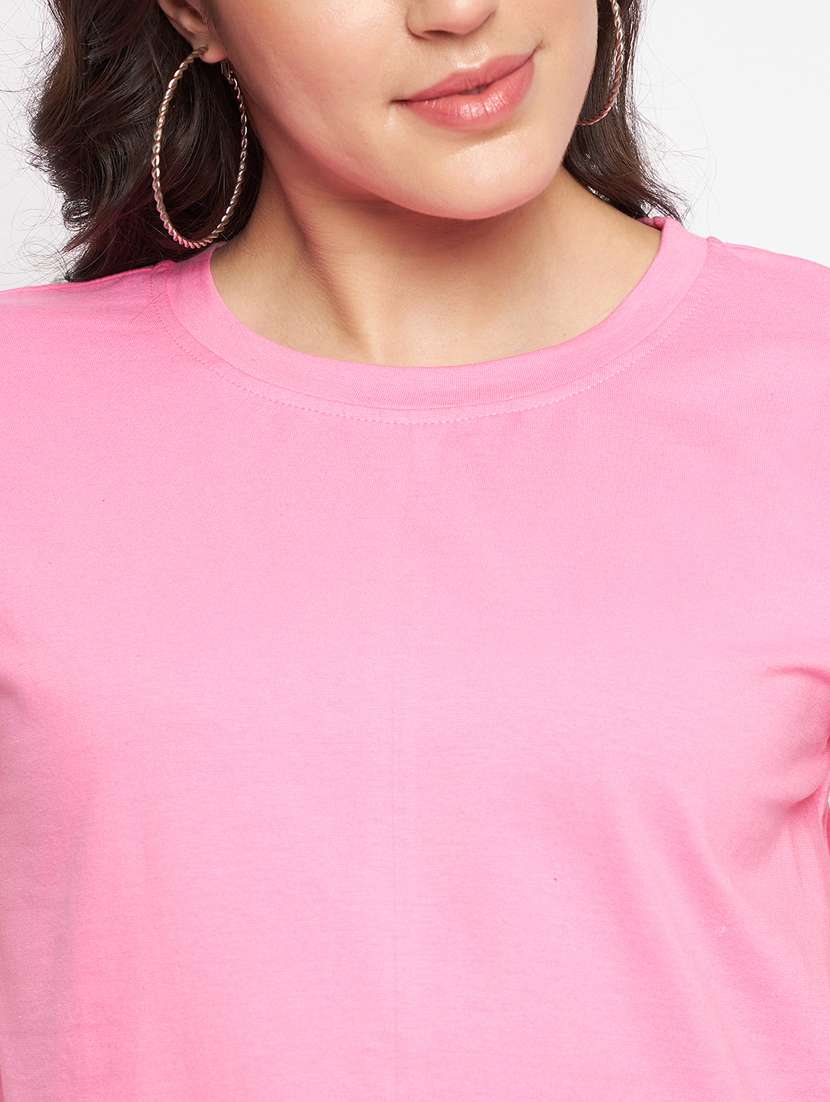 women solid short sleeve top - 21741029 - Standard Image - 5