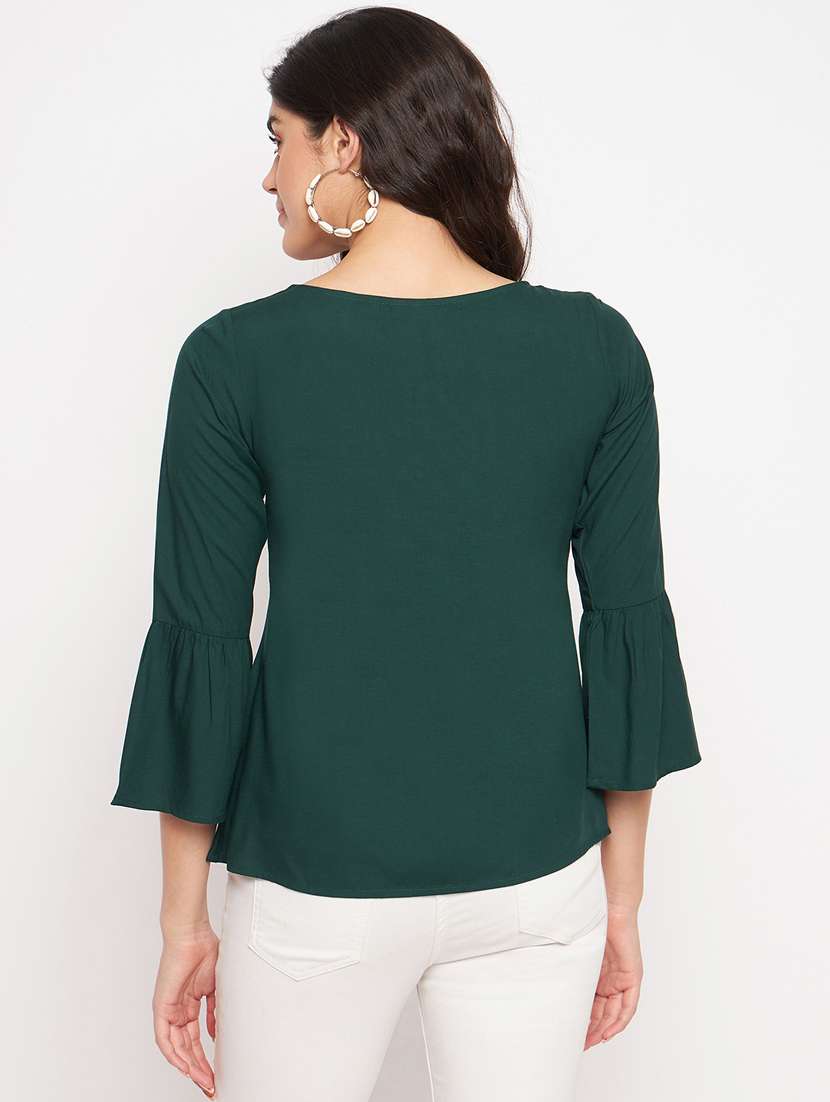 green cotton blend regular top - 21741047 -  Standard Image - 3