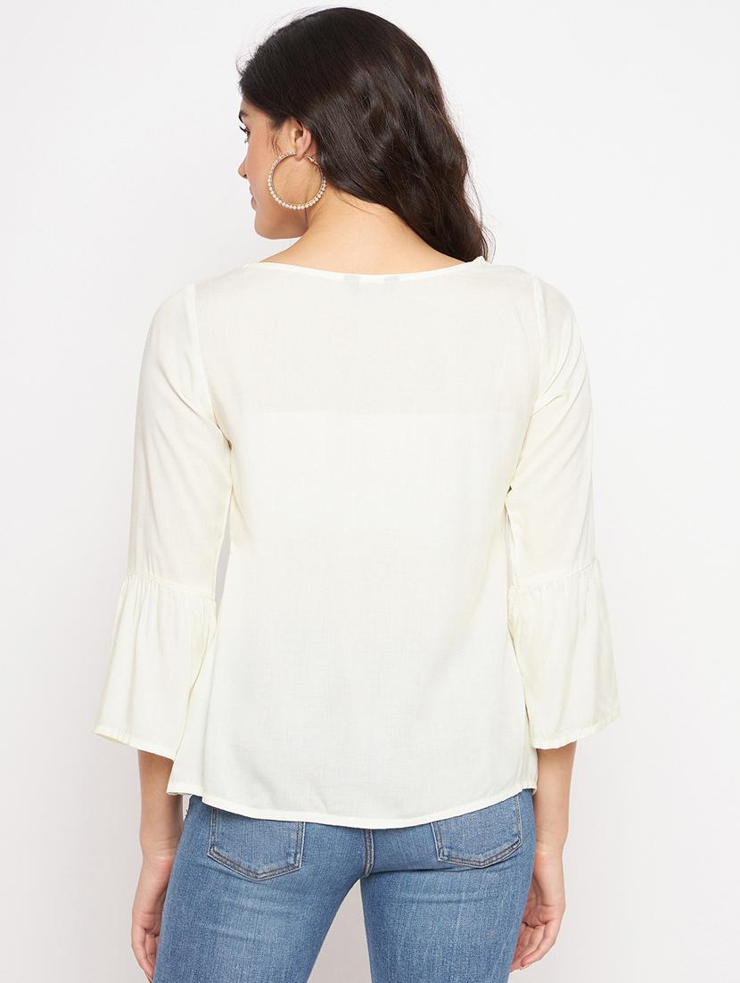 cream cotton blend regular top - 21741048 - Standard Image - 3