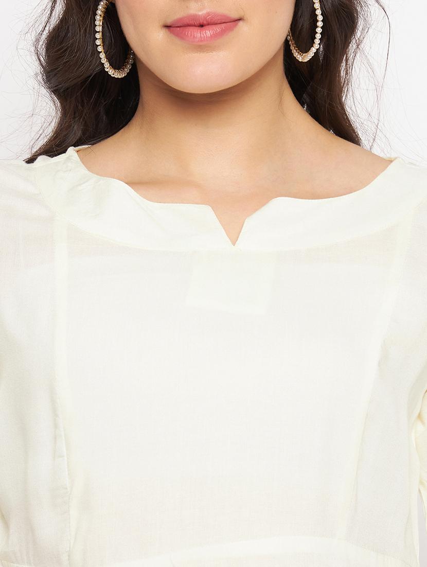 cream cotton blend regular top - 21741048 - Standard Image - 5