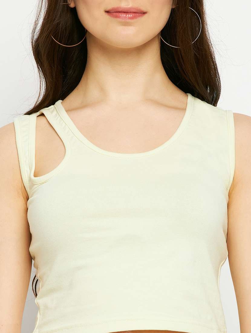 women solid sleeveless crop top - 21741071 -  Standard Image - 3