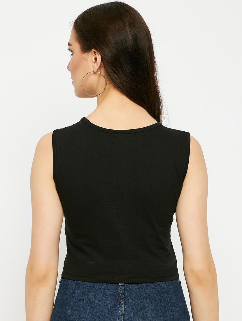 women solid sleeveless crop top - 21741072 - Standard Image - 3