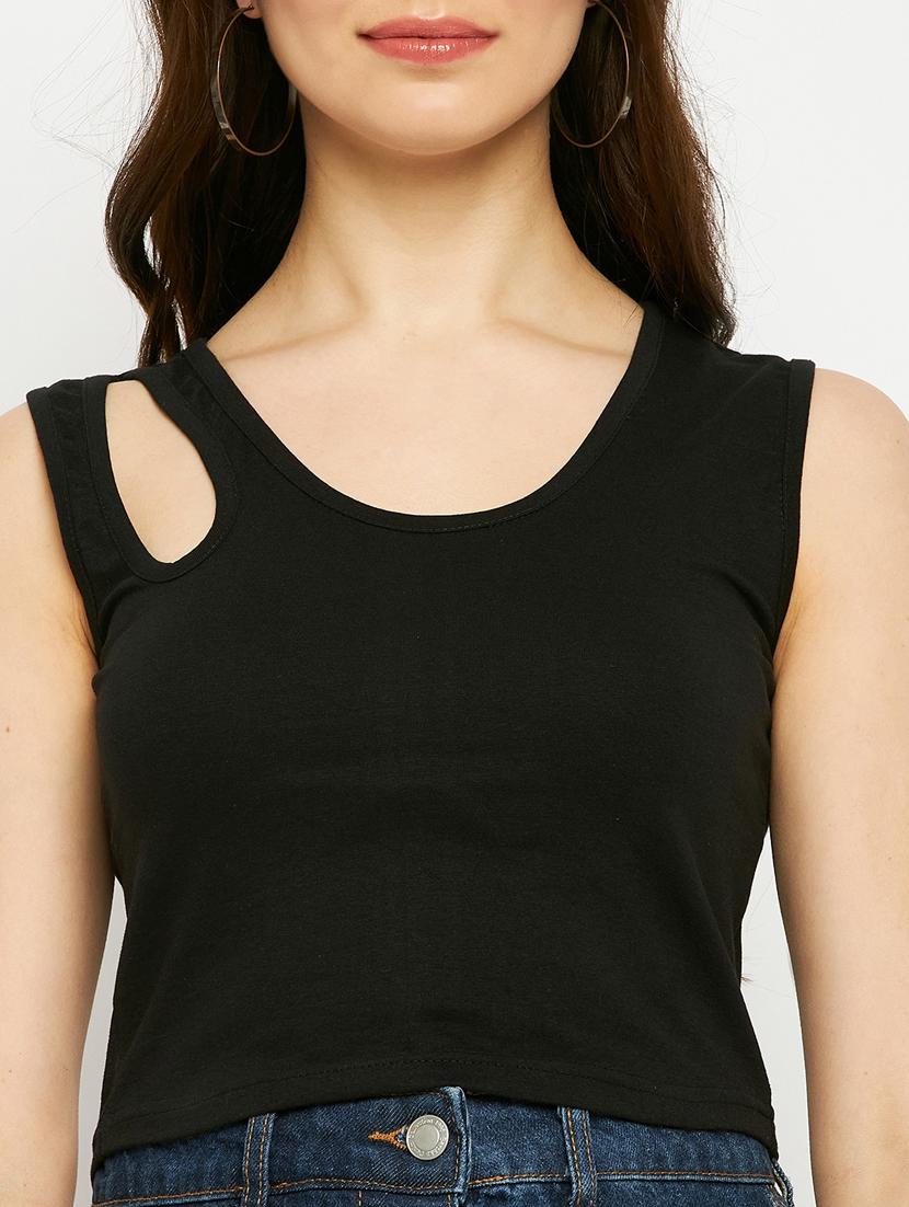 women solid sleeveless crop top - 21741072 - Standard Image - 5