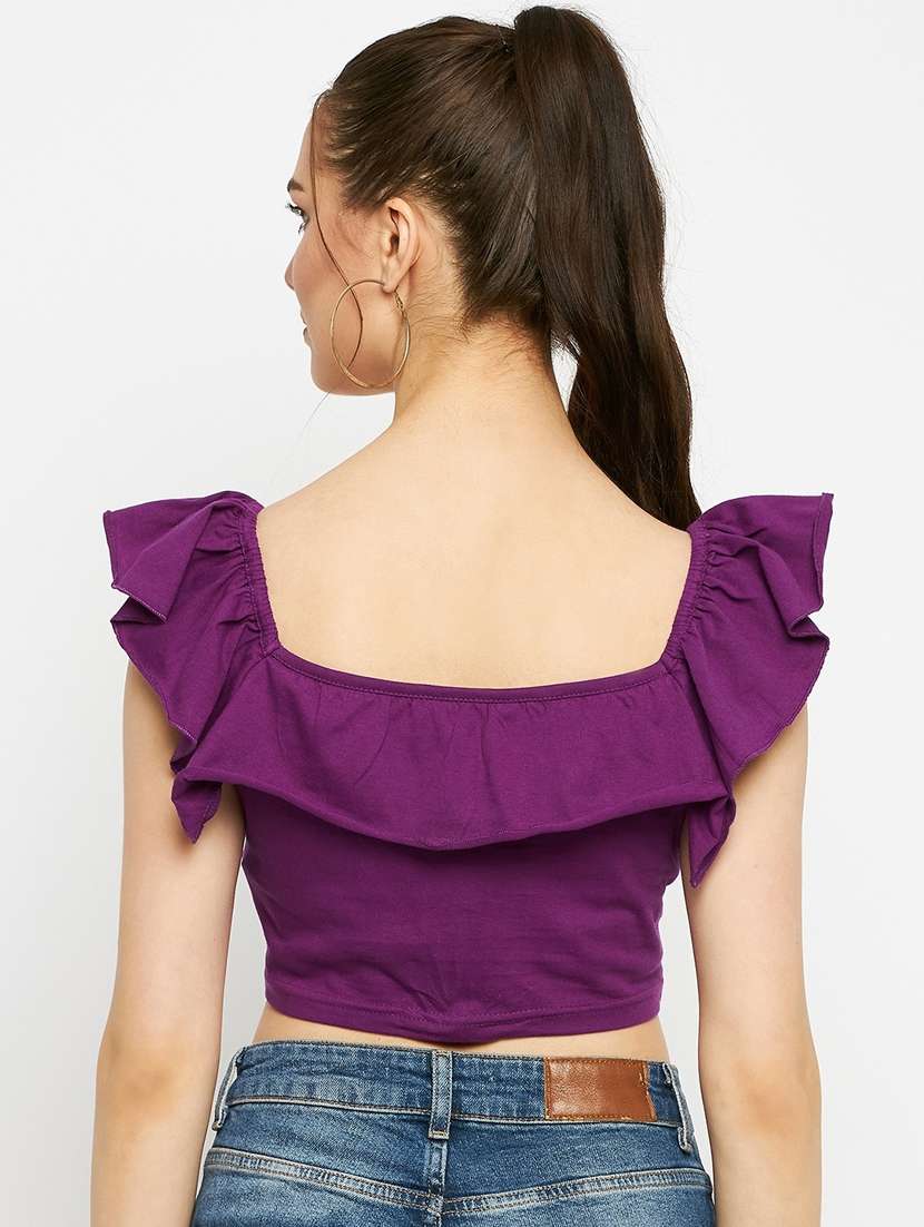 women solid sleeveless crop top - 21741076 -  Standard Image - 3