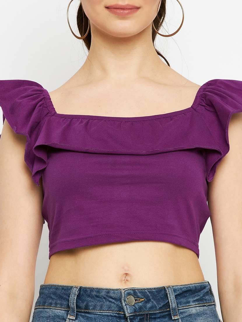 women solid sleeveless crop top - 21741076 -  Standard Image - 5