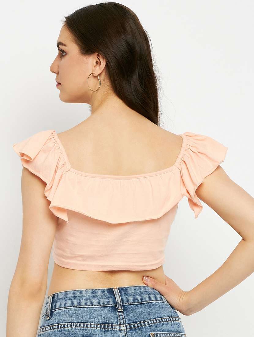 women solid sleeveless crop top - 21741077 -  Standard Image - 3