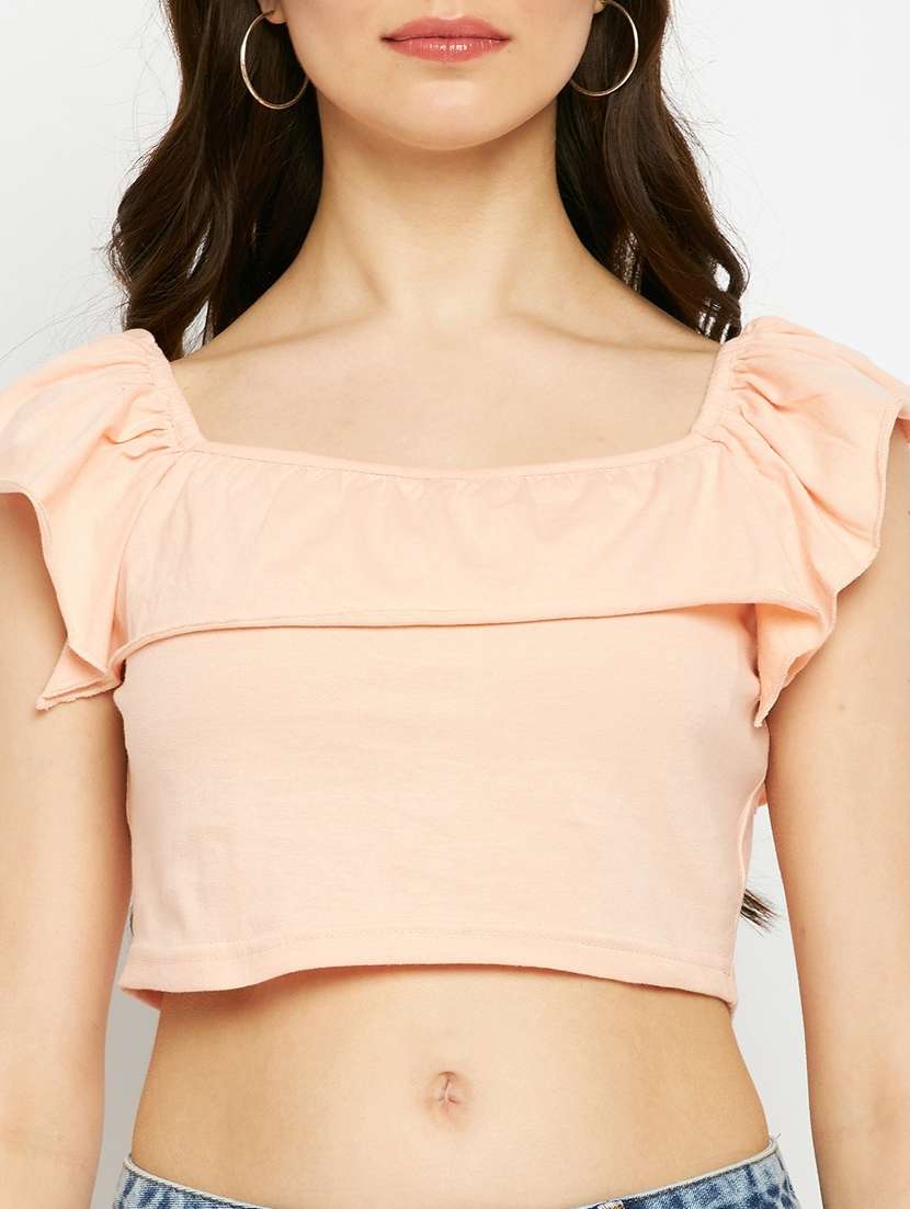 women solid sleeveless crop top - 21741077 -  Standard Image - 5