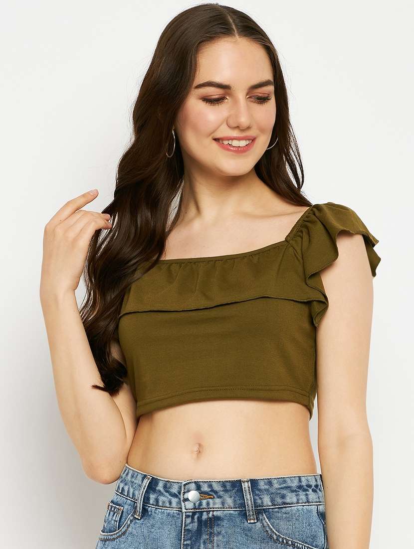 women solid sleeveless crop top