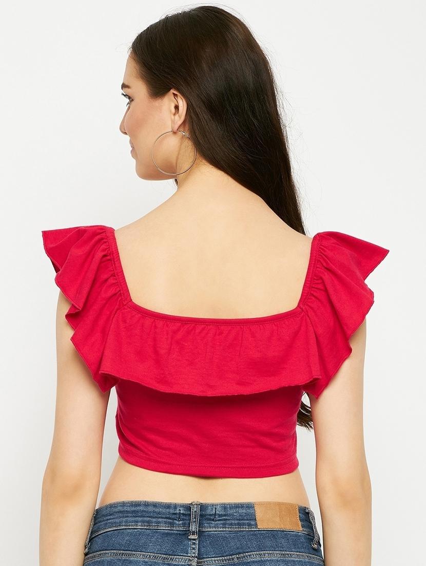 women solid sleeveless crop top - 21741079 - Standard Image - 3