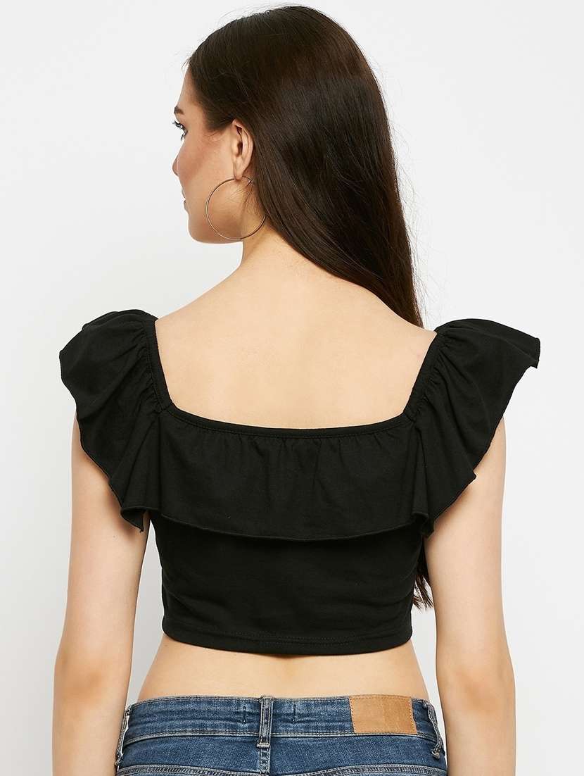 women solid sleeveless crop top - 21741081 -  Standard Image - 3