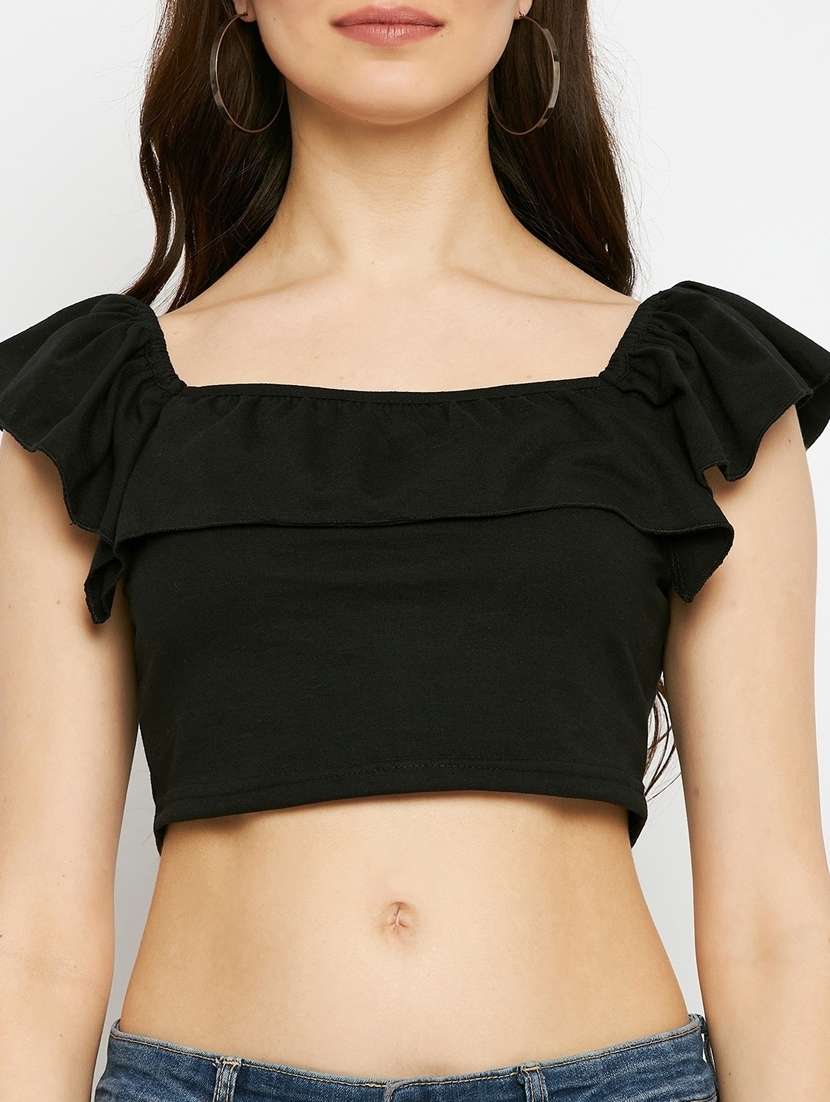 women solid sleeveless crop top - 21741081 -  Standard Image - 5