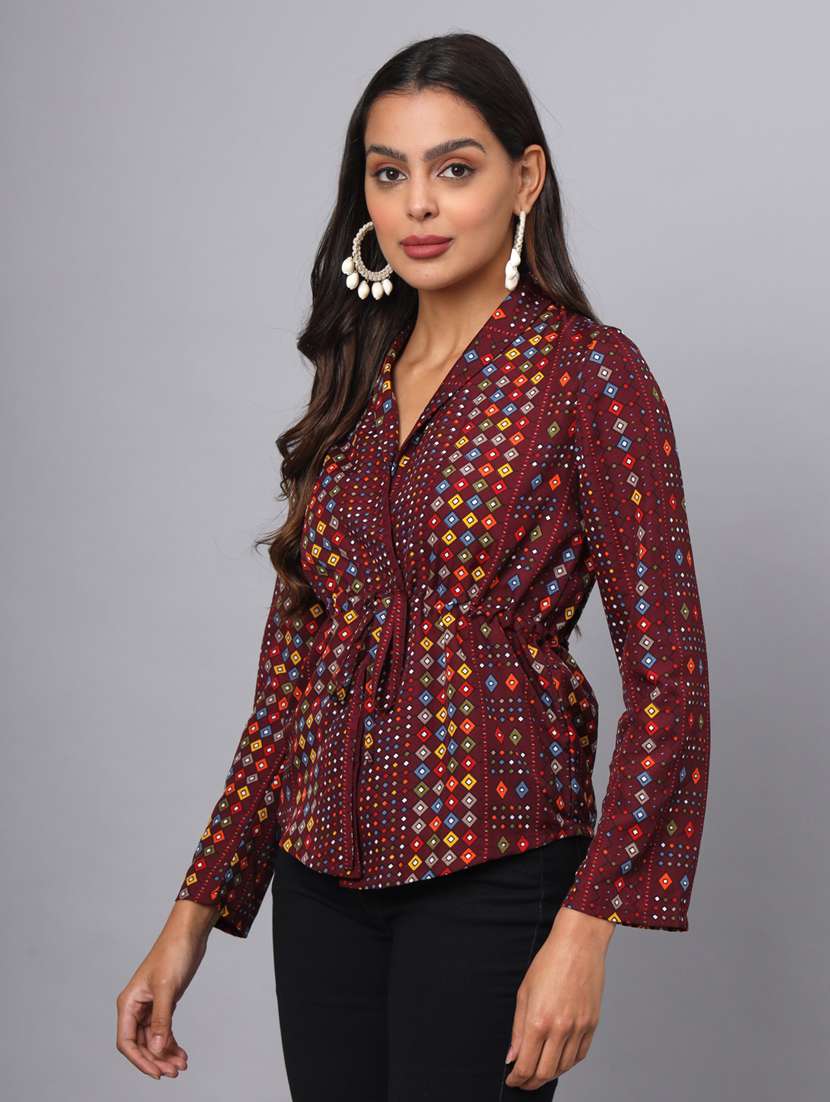 women printed long sleeve top