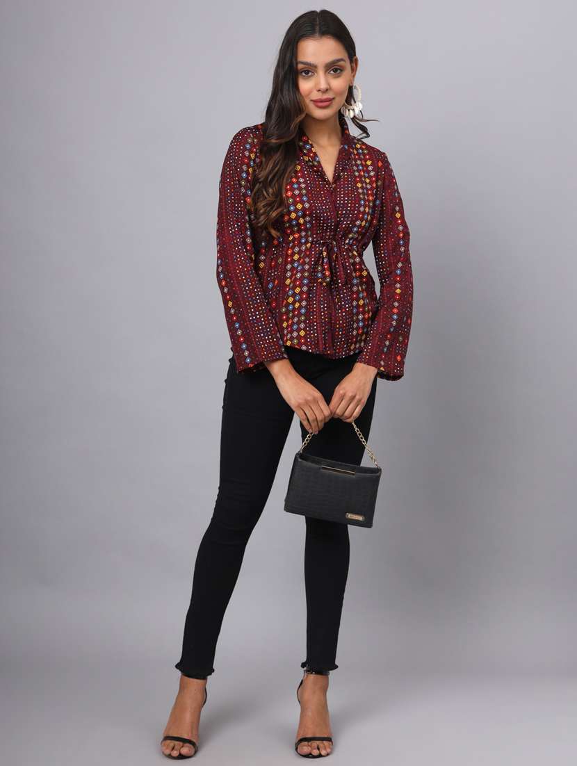 women printed long sleeve top - 21741090 -  Standard Image - 3