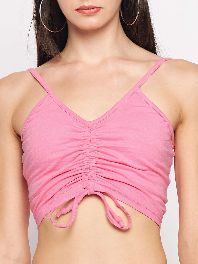 women solid sleeveless crop top - 21741114 -  Standard Image - 5