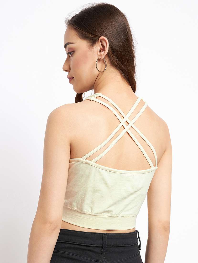 women solid sleeveless crop top - 21741122 -  Standard Image - 3