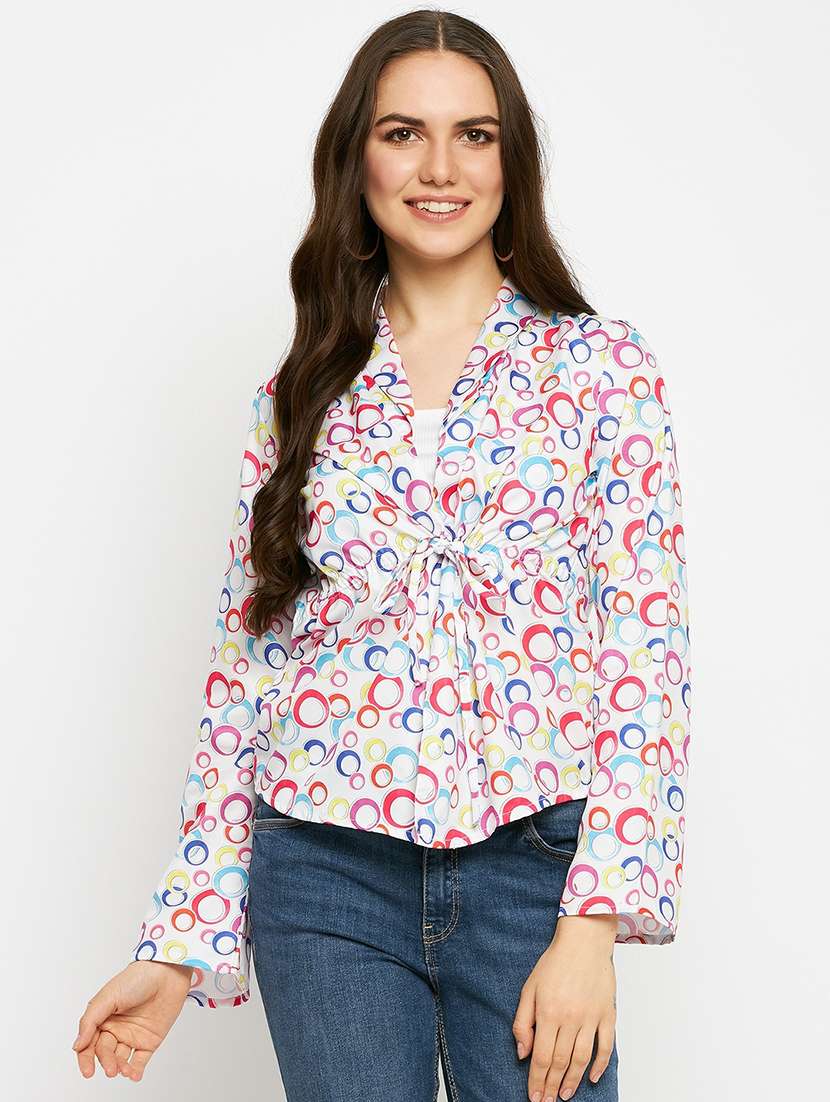 women printed long sleeve shirt top - 21741193 -  Zoom Image - 0