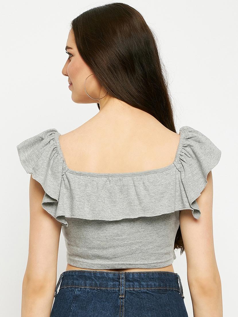women solid square neck crop top - 21741195 - Standard Image - 3