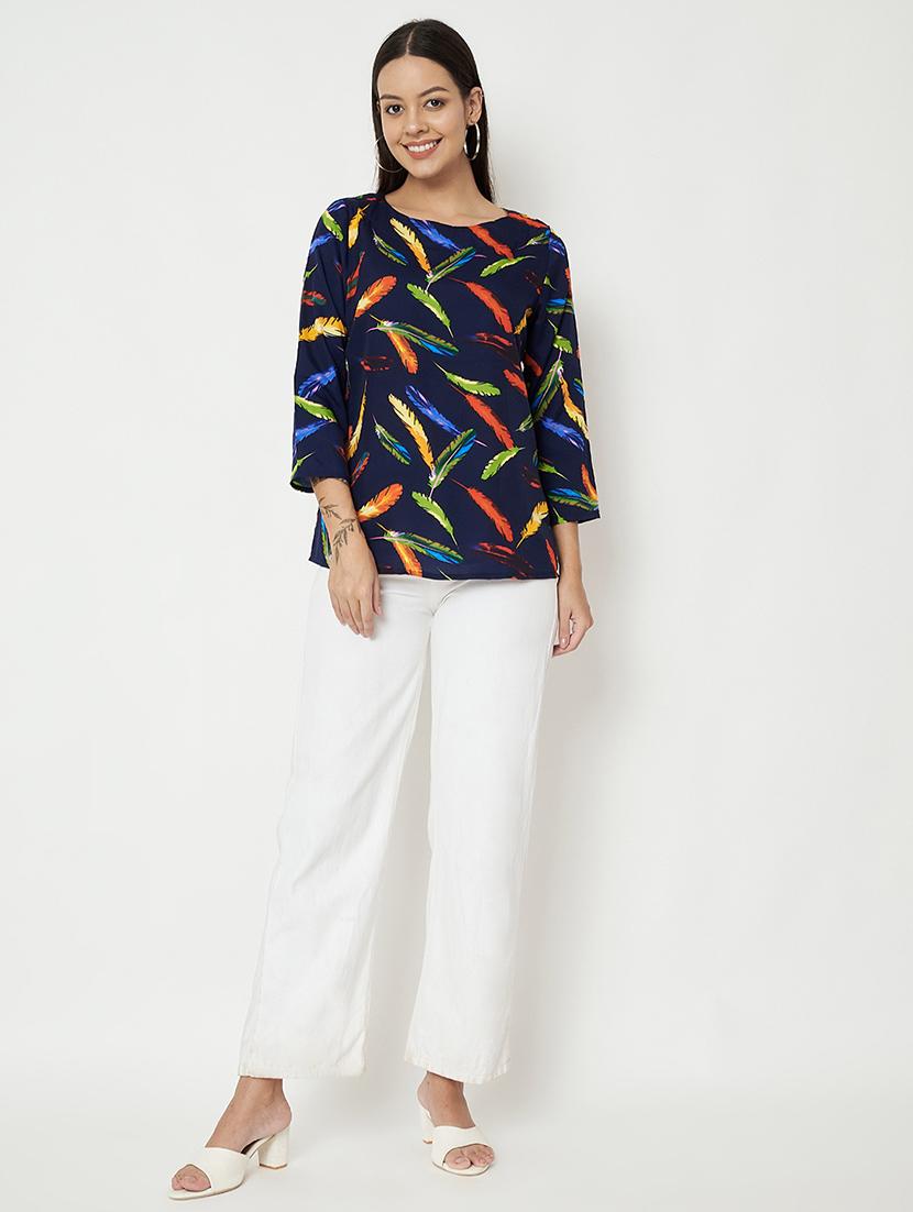 women printed three quarter sleeve top - 21741203 - Standard Image - 3