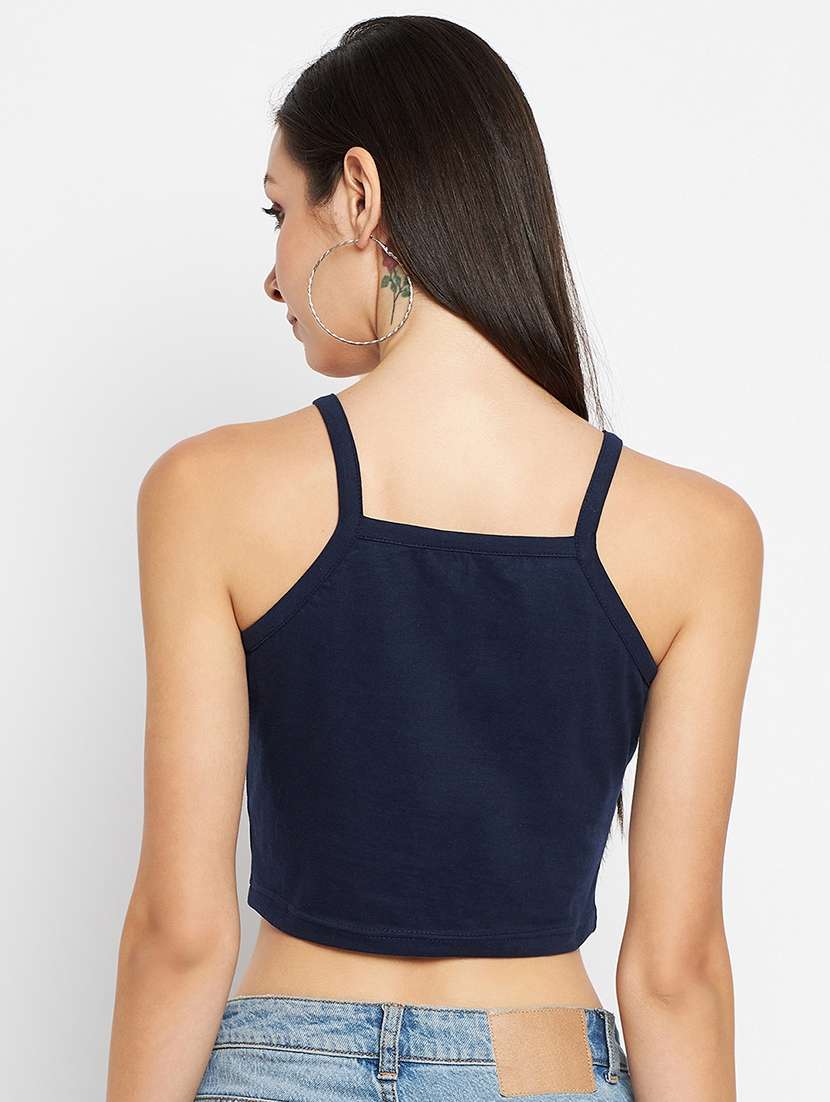 women solid sleeveless crop top - 21741211 -  Standard Image - 3