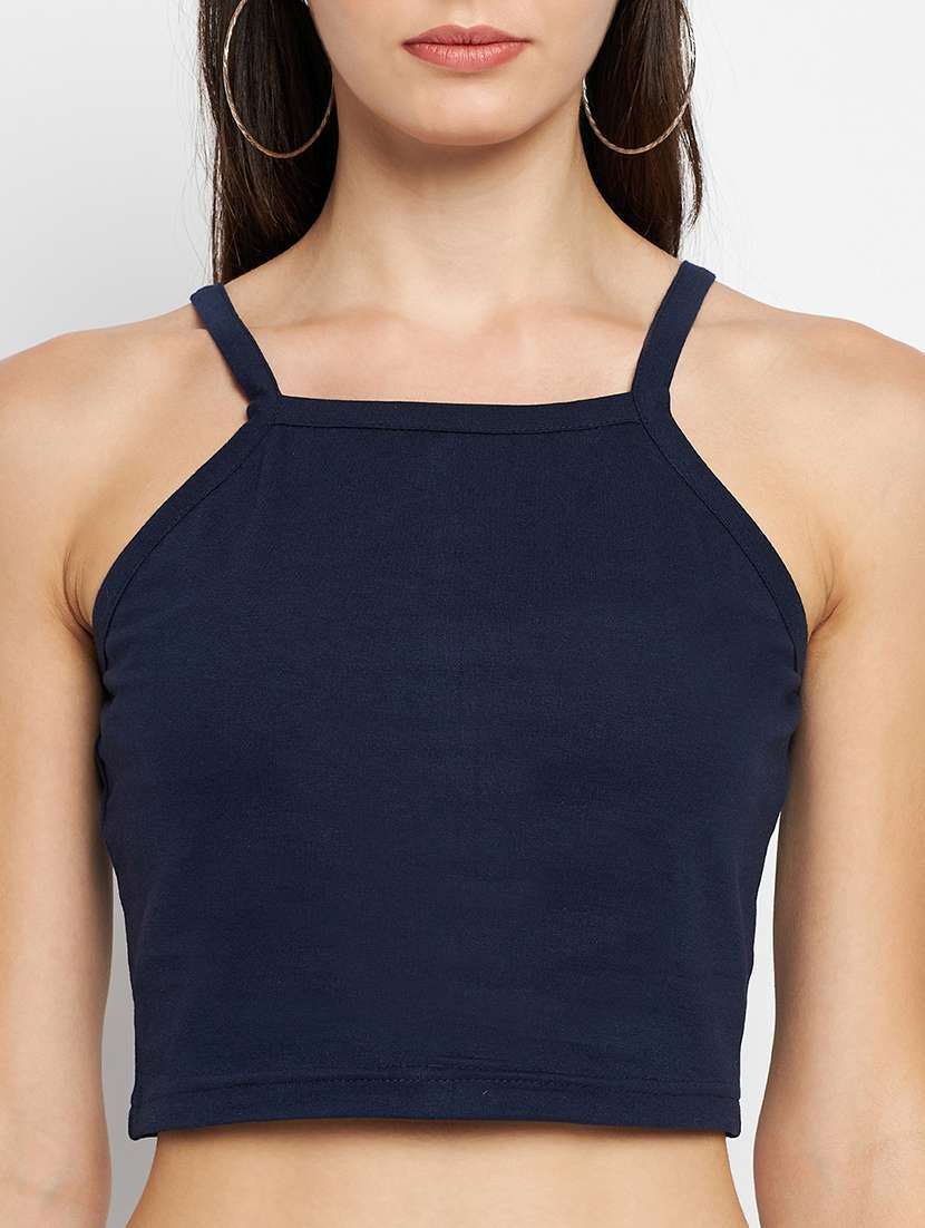 women solid sleeveless crop top - 21741211 -  Standard Image - 5