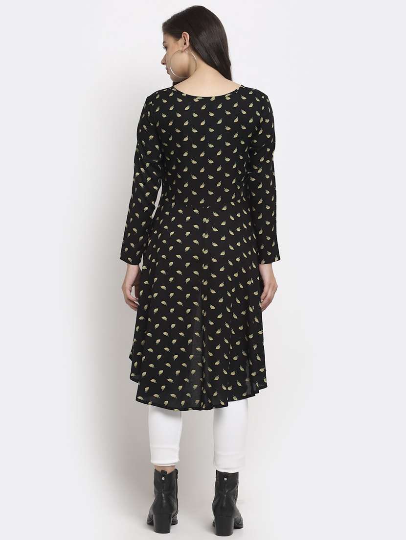 women printed long sleeves high low top - 21741244 - Standard Image - 3
