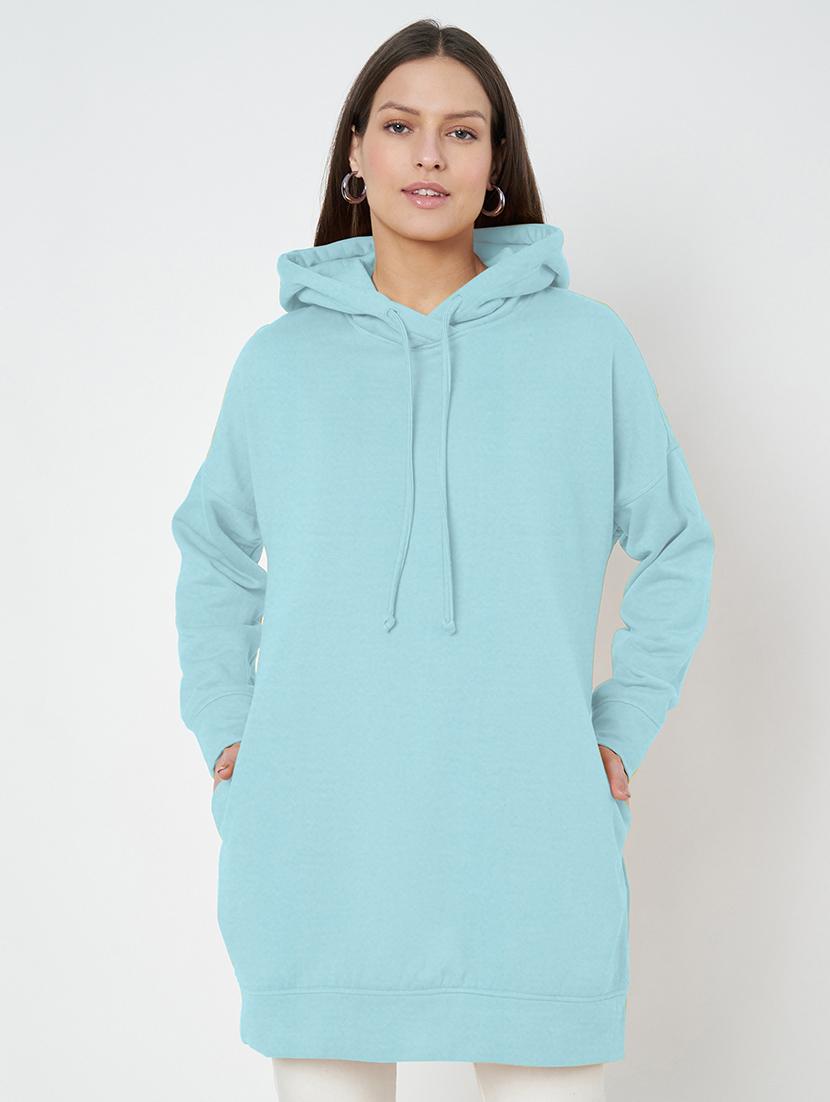women plus size solid hooded long sleeves sweatshirt - 21741291 - Zoom Image - 0