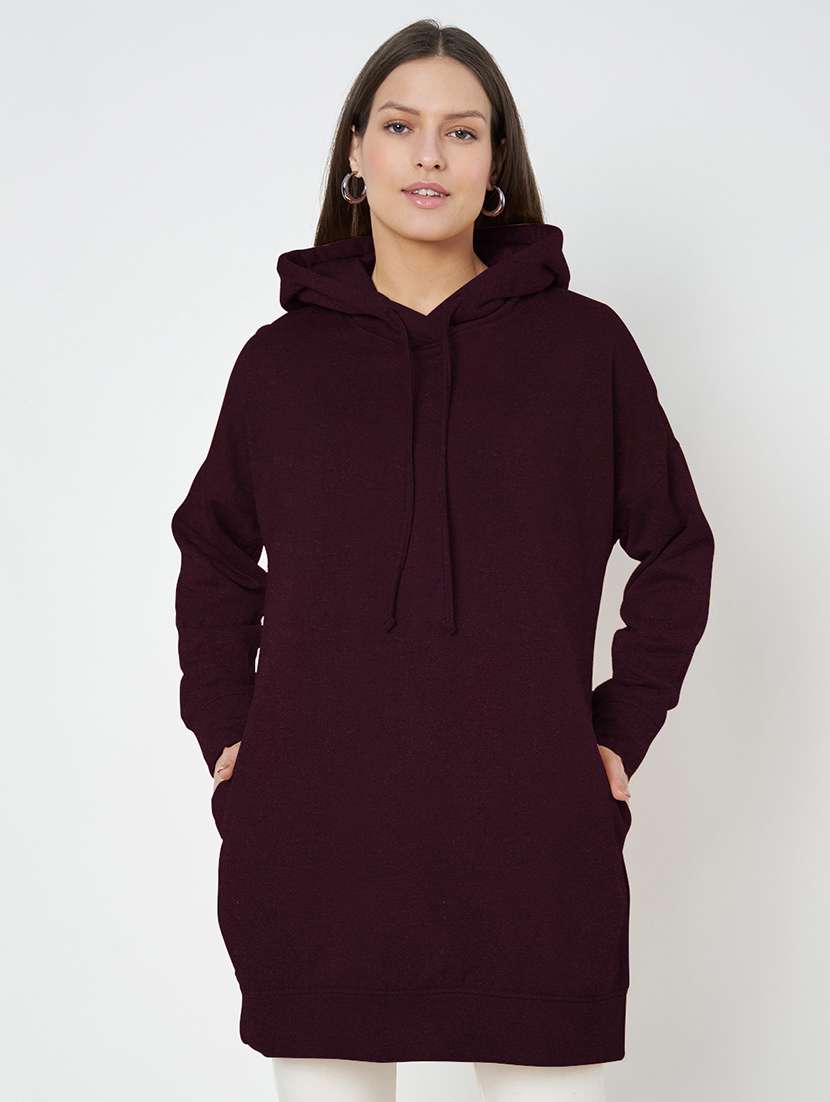 women plus size solid hooded long sleeves sweatshirt - 21741300 -  Zoom Image - 0