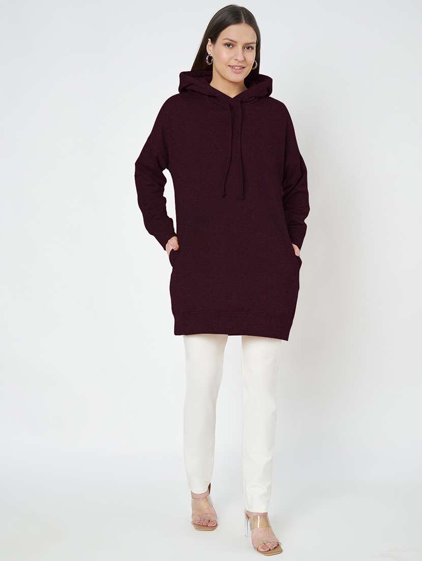 women plus size solid hooded long sleeves sweatshirt - 21741300 - Standard Image - 3