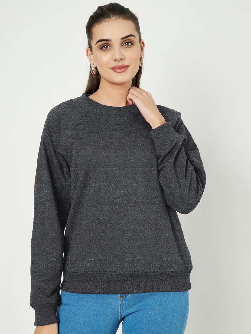 women plus size solid long sleeves sweatshirt