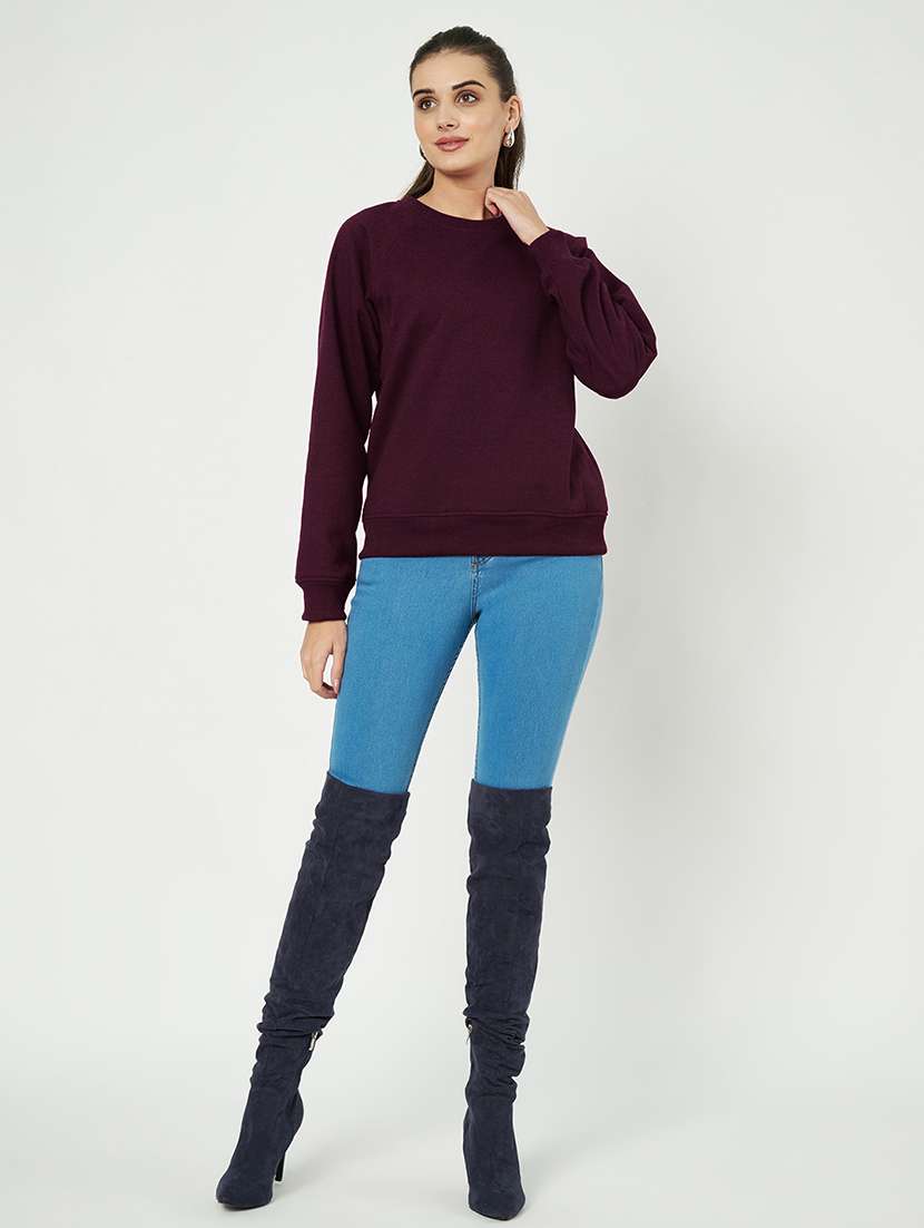 women plus size solid long sleeves sweatshirt - 21741311 -  Standard Image - 3