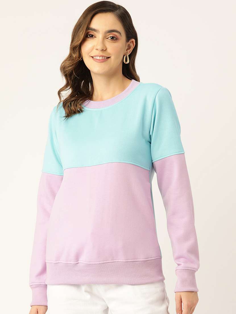 women color blocked long sleeves sweatshirt