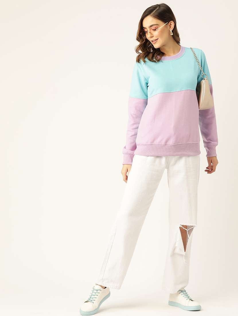 women color blocked long sleeves sweatshirt - 21741332 -  Standard Image - 3