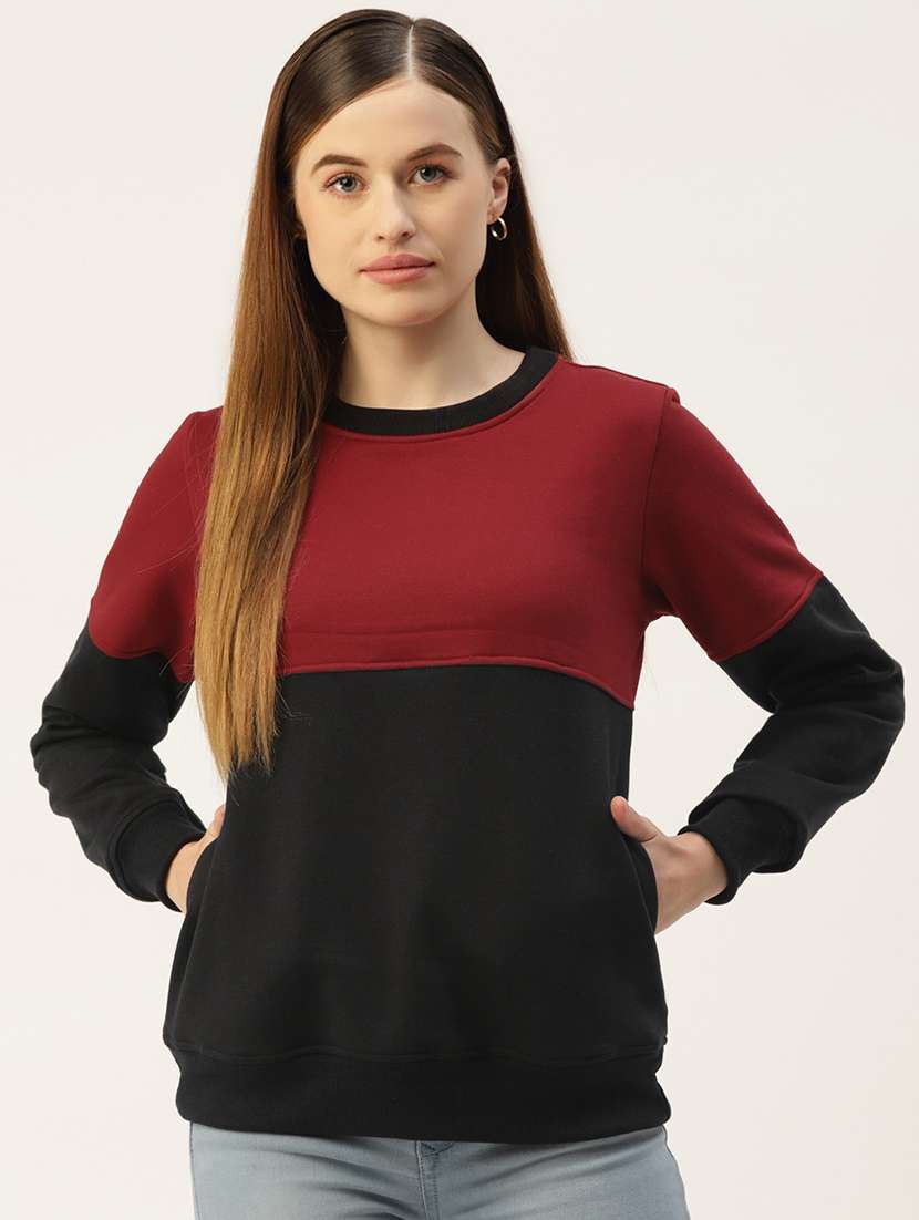 women color blocked long sleeves sweatshirt