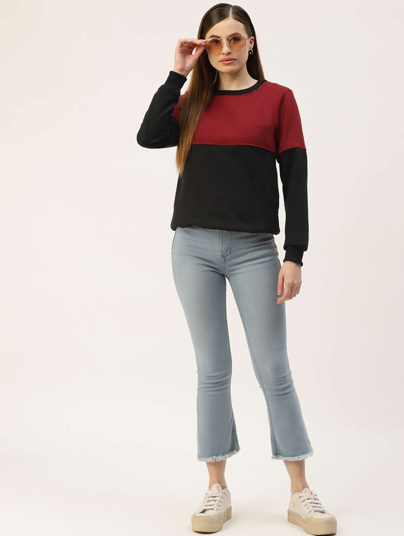 women color blocked long sleeves sweatshirt - 21741333 -  Standard Image - 3