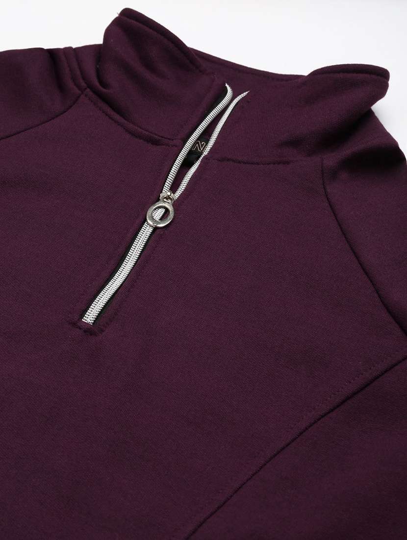 women solid stand collar long sleeves sweatshirt - 21741337 -  Standard Image - 5