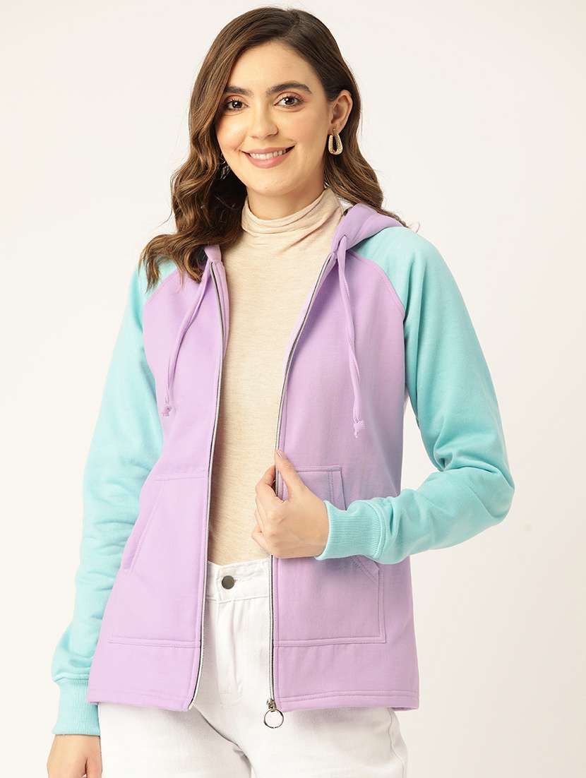 women color blocked hooded sweatshirt - 21741348 -  Zoom Image - 0