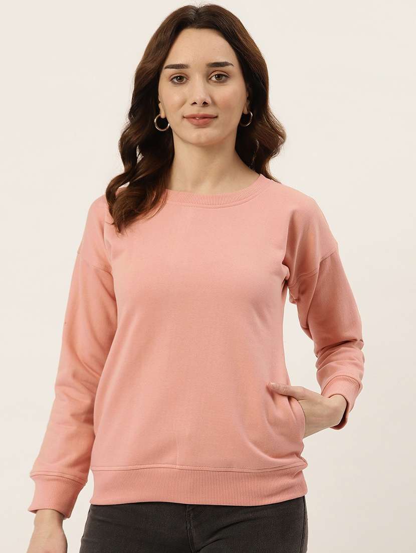 women solid long sleeves sweatshirt