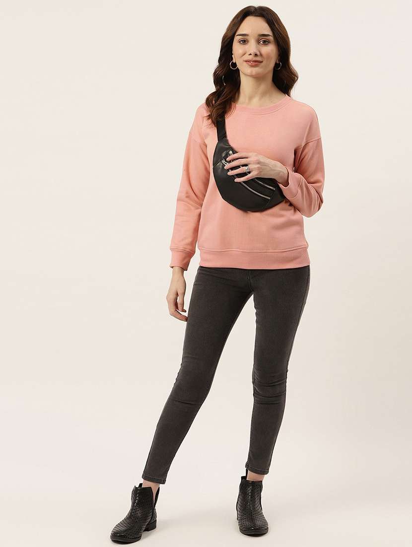 women solid long sleeves sweatshirt - 21741363 -  Standard Image - 3