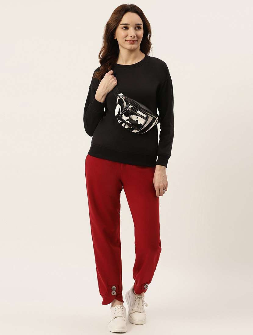 women solid long sleeves sweatshirt - 21741370 -  Standard Image - 3