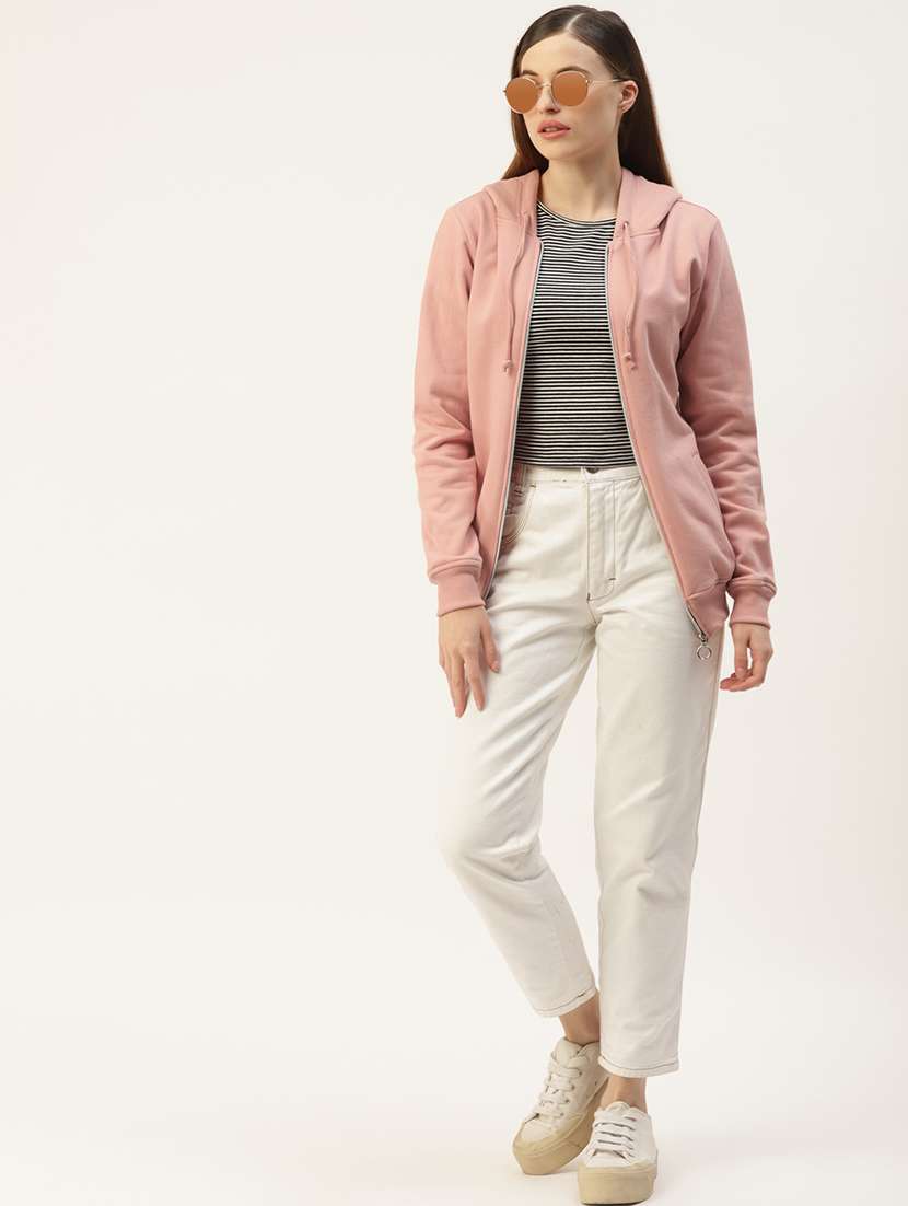 women solid hooded long sleeves sweatshirt - 21741377 - Standard Image - 3