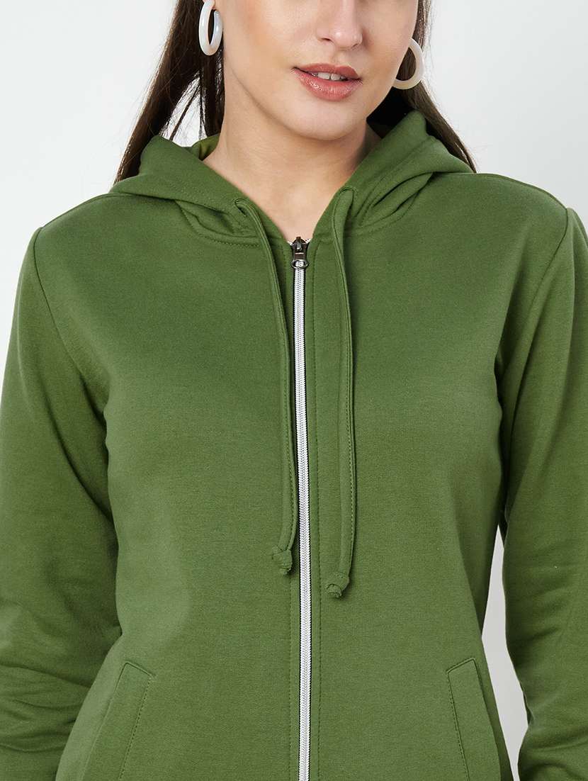 women solid hooded long sleeves sweatshirt - 21741379 -  Standard Image - 3