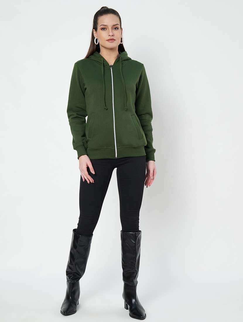 women solid hooded long sleeves sweatshirt - 21741388 -  Standard Image - 3