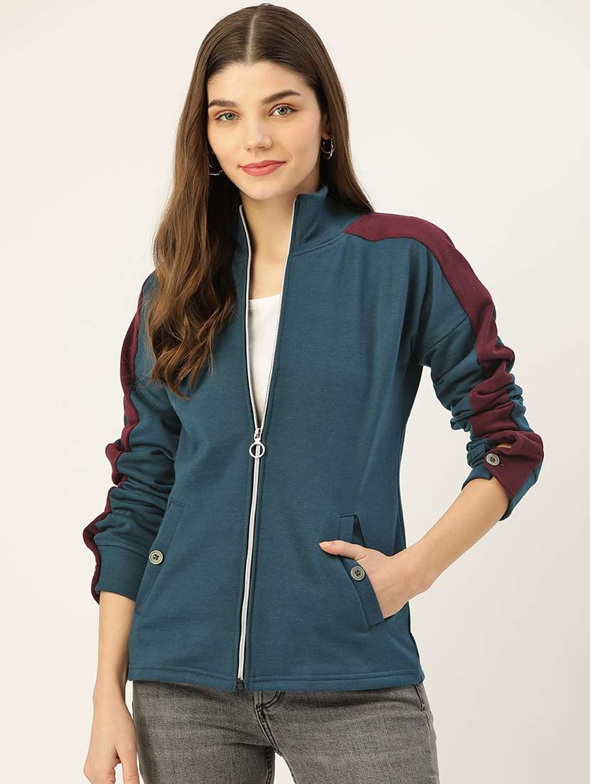 women long sleeves color block sweatshirt