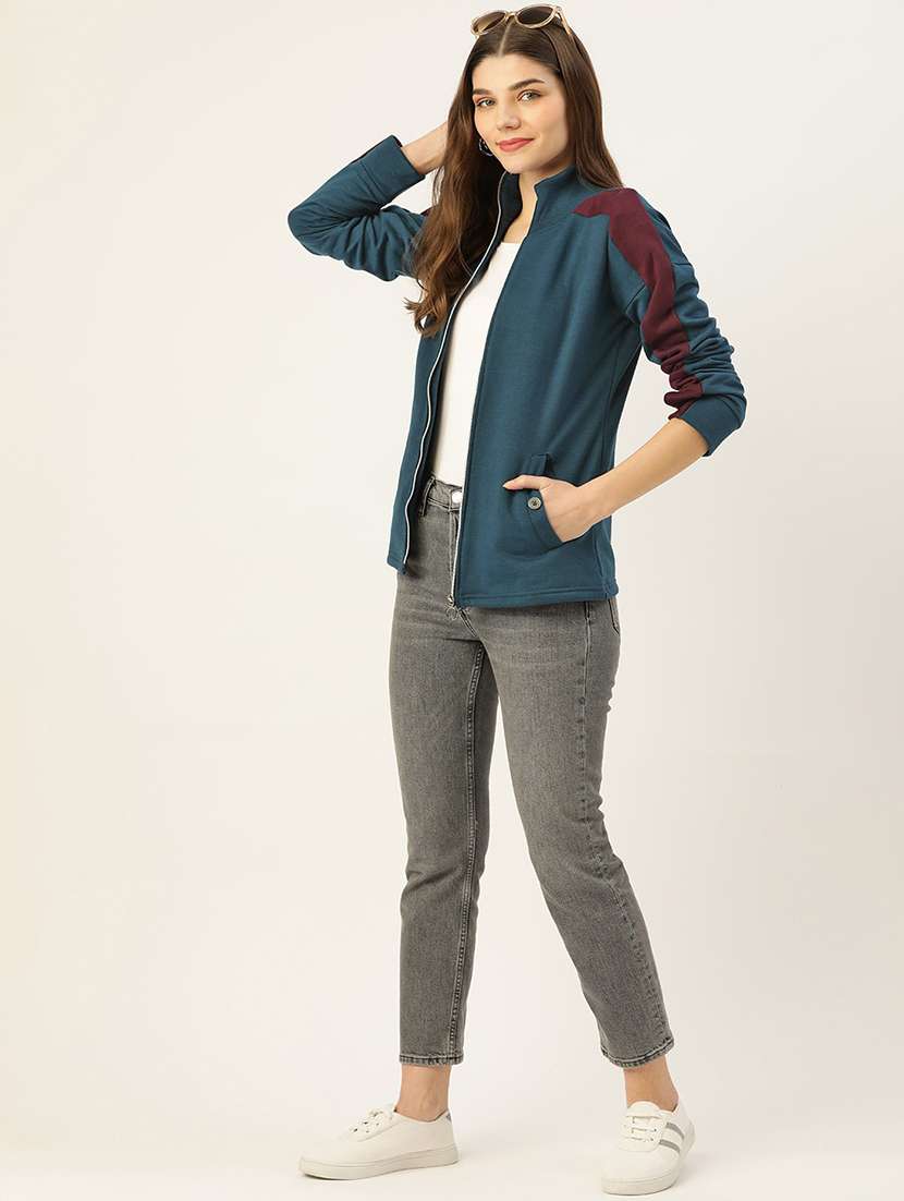 women long sleeves color block sweatshirt - 21741395 -  Standard Image - 3