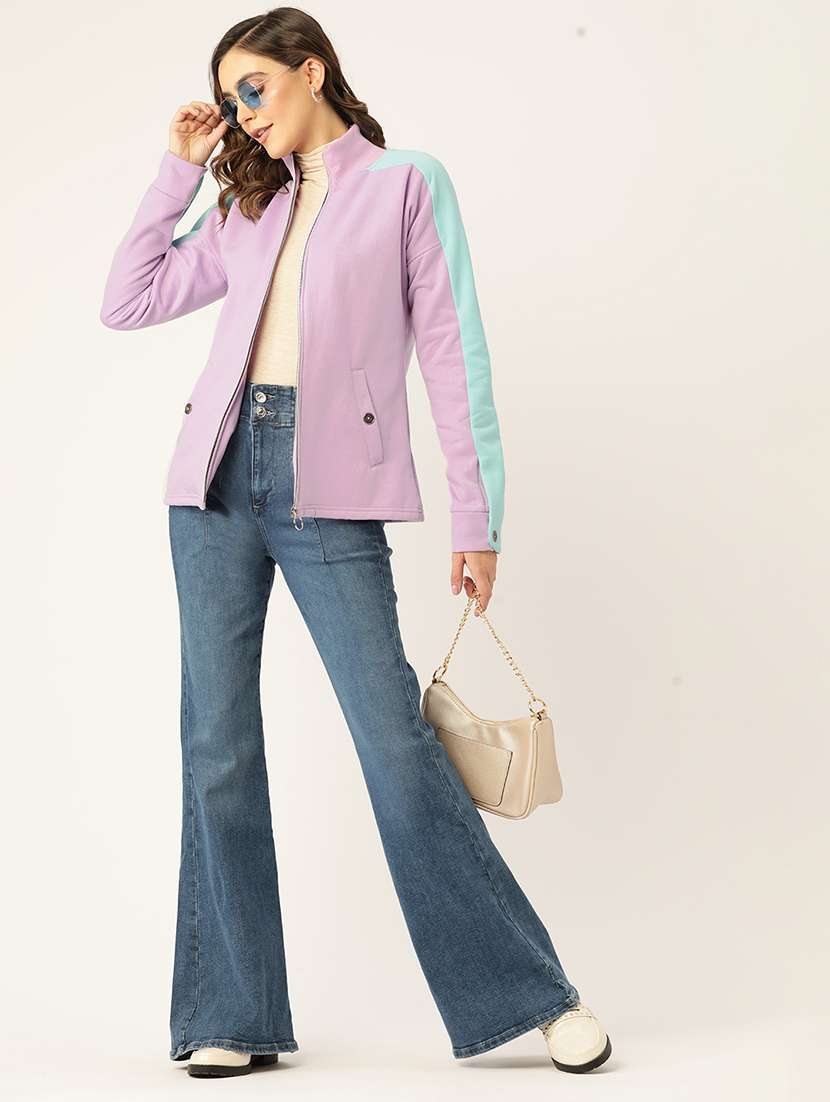 women long sleeves color block sweatshirt - 21741407 -  Standard Image - 3